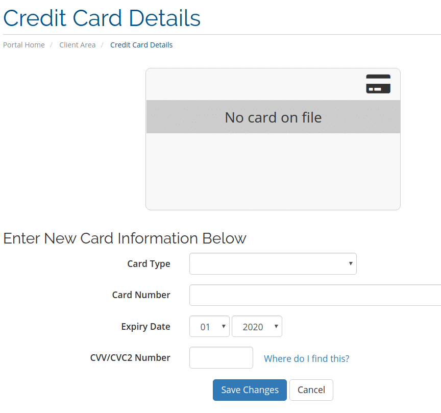 Credit Card Details